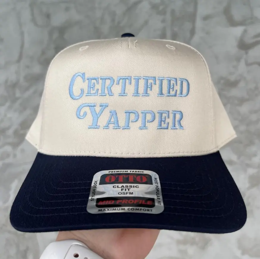 Certified Yapper Embroidered Hat Funny Saying Two Tone Baseball Caps Humor Gif For Her/Him