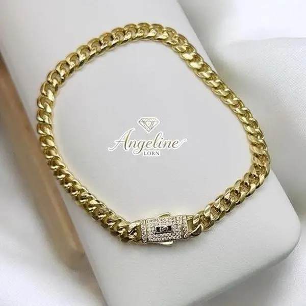 1247 Bracelet Monaco Cubana 8 Inch Laminado 14k Gold Layers High Quality Chain Jewelry for Fashion Enthusiasts