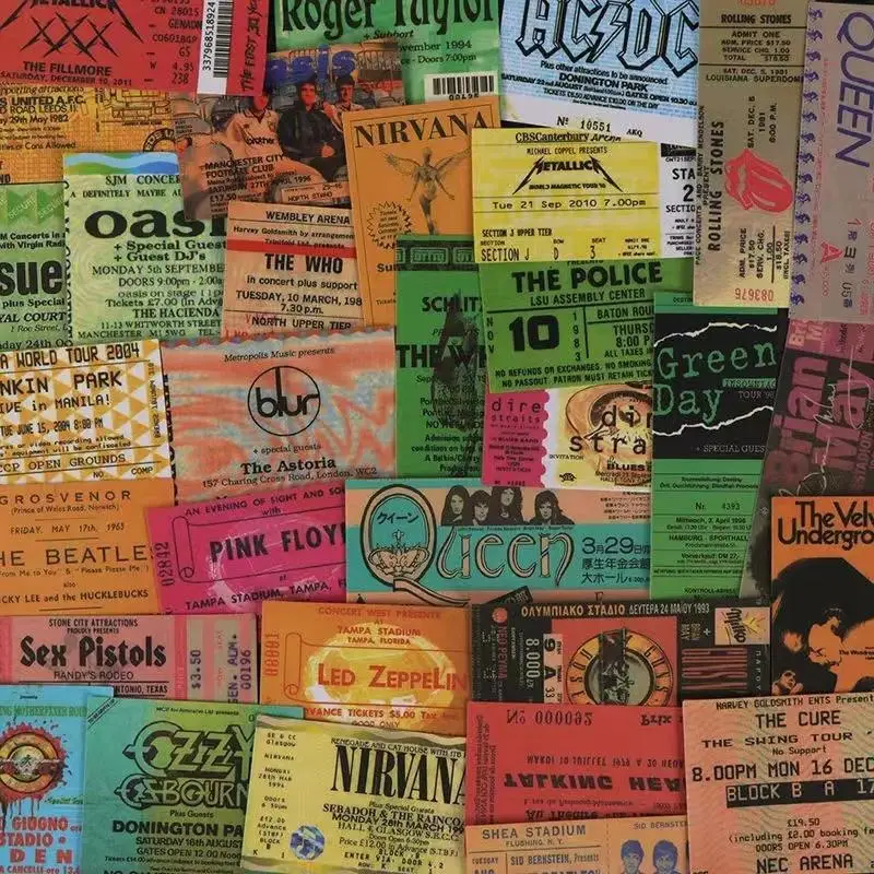 42pcs/Pack Vintage Ticket Pattern Decorative Sticker, Waterproof Sticker For DIY Scrapbook Water Bottle Decoration, Christmas Gift