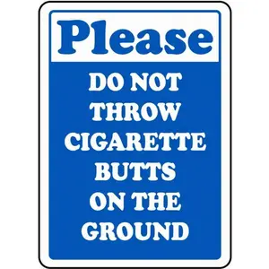 No Cigarette Butts on The Ground Sign Safety Sign Tin Metal Warning Sign Notice 12x16 by PaBoe