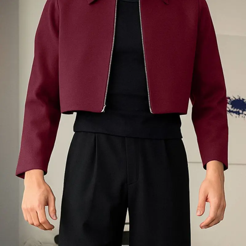 INCERUN Men's Fashion Business Casual Solid Color Zipper Long Sleeve Jacket Coats, Stylish and Comfortable, Perfect for Daily Wear