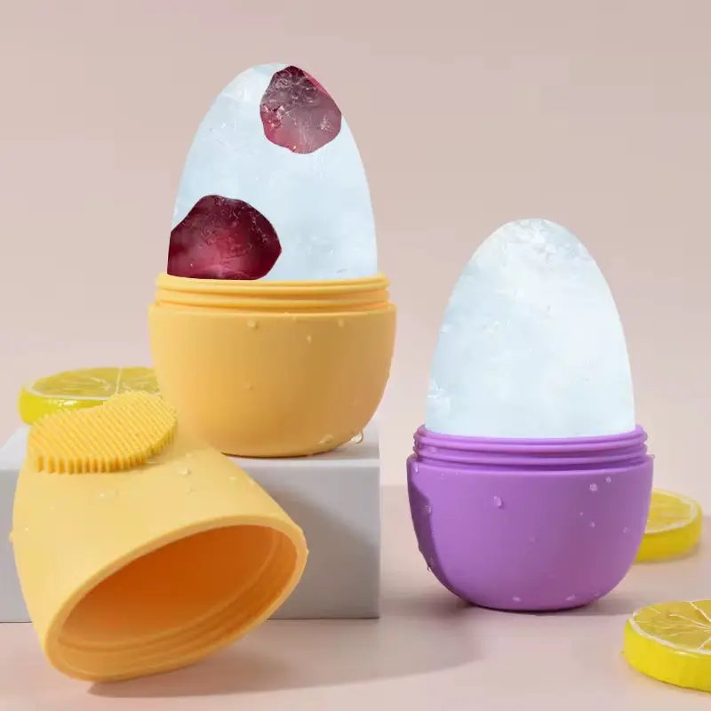 Molde Cubo Hielo Masajeador Facial Silicona Belleza - Ice Cube Shaper for Face Massage in Yellow & Purple Colors