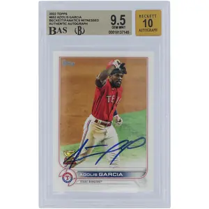 Adolis Garcia Texas Rangers Autographed 2022 Topps #652 Beckett Fanatics Witnessed Authenticated 9.5/10 Card - Fanatics Authentic Certified