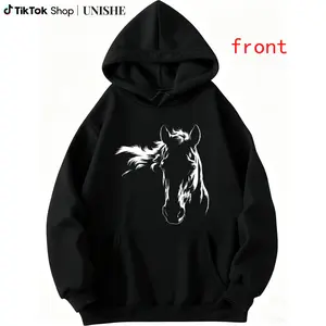 Elegant Horse Print Hoodie – 100% Unisex Long Sleeve for Everyday Wear