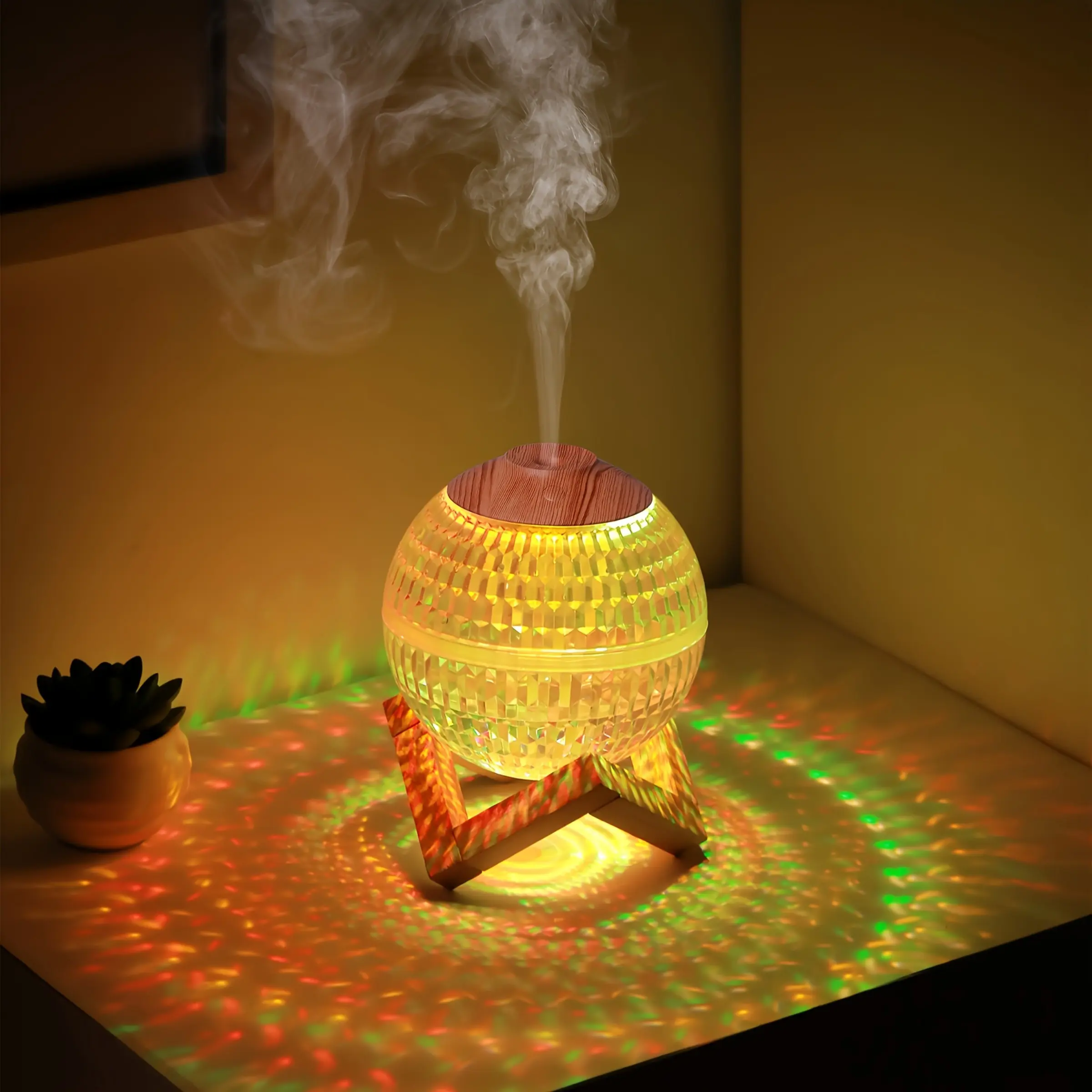 Crystal Ball Noiseless Humidifier with Colorful Night Light, Silent Mist, Adjustable Spray Angle, 11.83oz Capacity, Perfect Gift for Ramadan, Spring Festival, Humidifier Atmosphere Light
