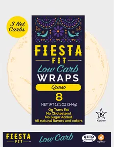 Fiesta Fit Low Carb Wraps Queso Flavor - Pack of 3