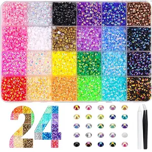 22000 Pcs 24 Colors Resin Jelly Rhinestones with Tweezers for Crafting, 3mm Mixed-Color Non Hotfix Flatback Gems, Bedazzling Crystal for Art Bedazzler Kit DIY Crafts Clothing Tumblers Mugs Shoes Fabric Decor