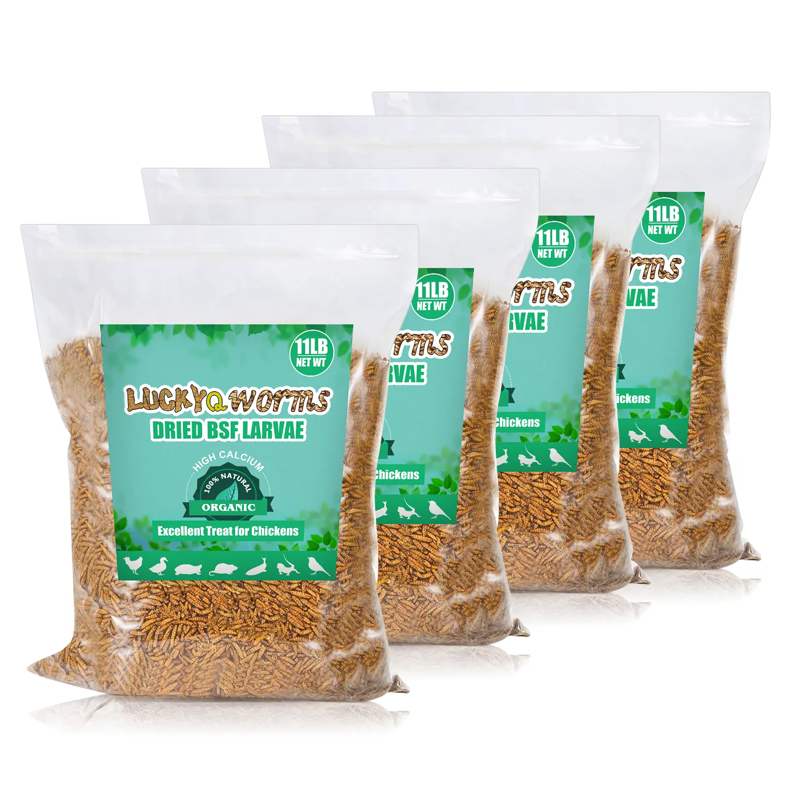 LuckyQworms 44 lbs Dried Black Soldier Fly Larvae Mealworms for Chickens Birds Bluebirds Hamsters Turtles Fish Hedgehogs High Protein Omega-3 Fatty Acids Pet Food for Poultry Reptile Rodent Daily Treats