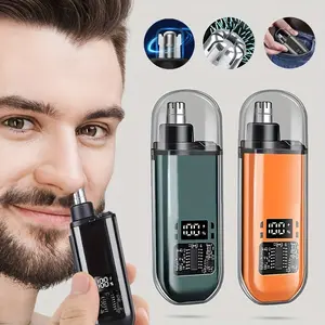 Beauty and Personal Care USB Rechargeable Nose and Ear Hair Trimmer for Men, Portable Electric Nasal Hair Clippers with 150mAh Lithium Battery, Mini Compact Design, Fast Charging via Computer & Car USB Interface, Suitable for Ages 14+ - Pla Black