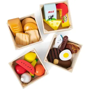 Food Groups - 21 Hand-Painted Wooden Pieces and 4 Crates