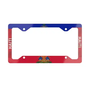 Haiti Flag License Plate Frame | Metal Car Plate Frame, Haitian Crest Trim