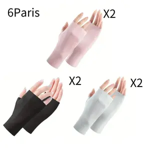 6 Pairs Sun Protection UV Gloves for Women Fingerless Hand UV Protection Glove for Gel Manicures Summer Driving Biking
