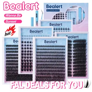 Bealert Fairy Lash Clusters Invisible Band DIY Lashes Wet Look Waterproof Wispy Manga Kawaii Doll Lashes for Subtle Elegant Enhancement Eyelashes Extensions