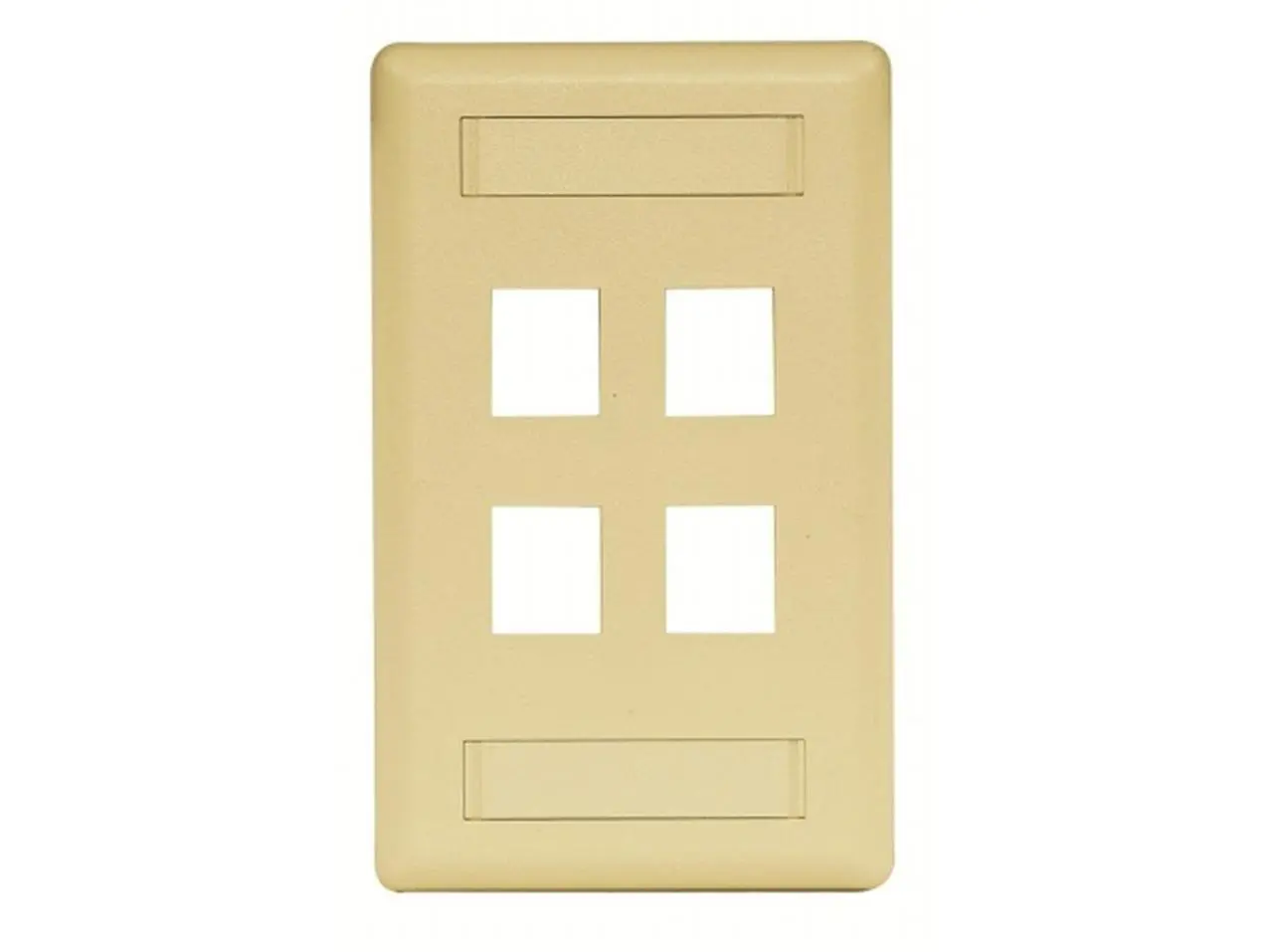 Hubbell IFP14EI Plastic Indoor 4-Port Rear-Loading Single-Gang Faceplate, Electric Ivory Mounting Electrical Face Plate for Home Improvement