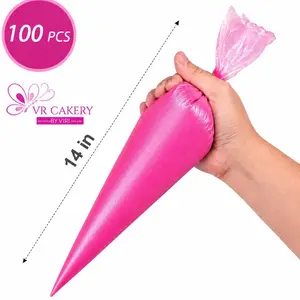 MASTER Brand Large 15''x13.7''x9.4'' Disposable Cream Pastry Bags for Baking Supplies - 100 Pack of Clear Plastic Icing Bags for Cake Decorating & Cupcake Decorating Tools