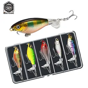5PCS-Top Floating Swimming Water Bass Fishing Lures, Box Packed Fishing Lures with Propellers-Catfish Bait Trout Lures Gifts for Men, Whopper Plopper, Swimbaits, Fishing Equipment, Fishing Lure Bait