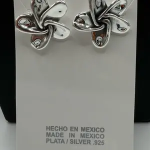 Plata 925 Aretes de Electroformado - Handcrafted in Mexico, Silver Earrings with Electroplated Design