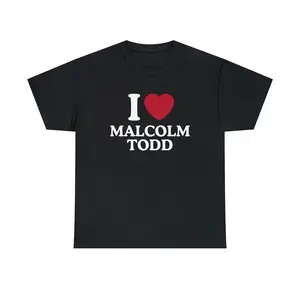 2026 New Summer CollectionUnisex Cotton T-Shirt with 'I Love Malcolm Todd' Graphic, Relaxed Fit Short Sleeve Top for Casual Everyday Wear