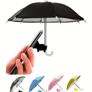 Mini Motorcycle Sunshade Umbrella for Toys and Decor, Delivery and Riding Umbrella with Phone Holder, Small Portable Umbrella, Folding Umbrella