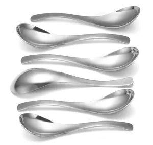 Thick Heavy-weight Soup Spoons, High Grade Stainless Steel Soup Spoons, Table Spoons, Set of 6 Cutlery Tableware