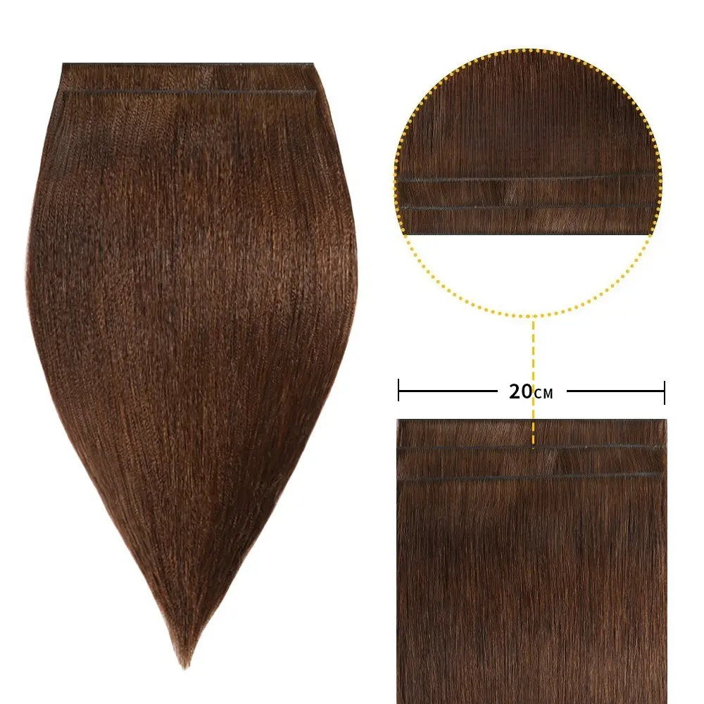 YILITEHAIR Tape Weft Human Hair Extensions, Virgin #4 Chocolate Brown, Natural Straight, Seamless Flat Finish, Invisible Continuous Weft, Less Tangles and Sheds, Reusable with Proper Maintenance, Can Be Re-Taped and Reinstalled sohochic