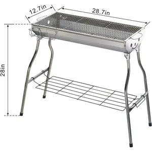 Portable Charcoal BBQ Grill in Stainless Steel Portable Charcoal BBQ Grill in Stainless Steel