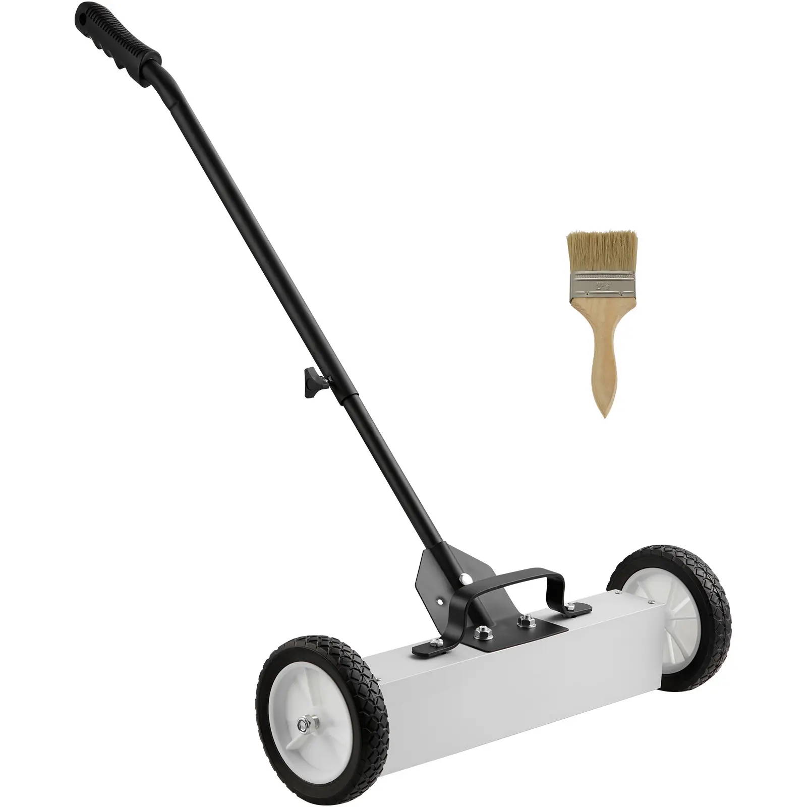 45Lbs Rolling Magnetic Sweeper with Wheels, Push-Type Magnetic Pick Up Sweeper, 18-inch Large Magnet Pickup Lawn Sweeper, Magnet with Telescoping Handle, Easy Cleanup of Workshop Garage Yard