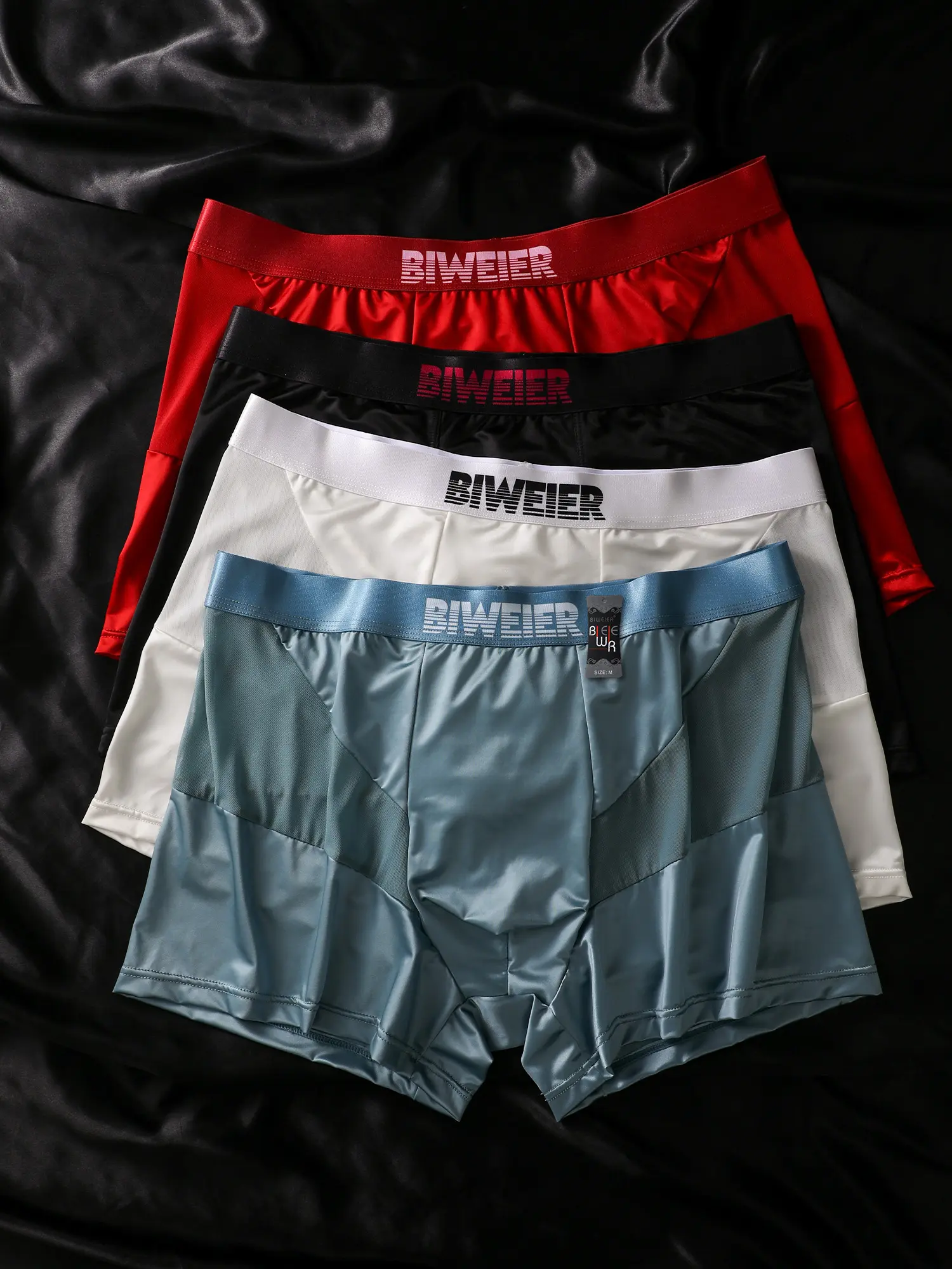 4 Pieces Biweier Silk-like Ice Fiber Men’s Underwear Briefs, Breathable Mesh Insert, Cool Comfort, Ideal for Home & Vacation Wear