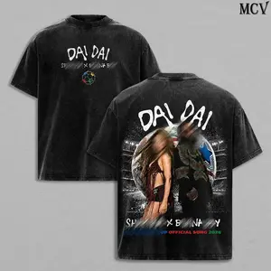 DAI DAI Shakiraa'ssa Tee Washed Menswear Top Heavy Cotton Underwear Double Printed Unisex Oversize Global Football Anthem Latin Rhythm Afrobeats Music Vintage Graphic Streetwear Cotton T-Shirt, Washed Hoodie & Sweatshirt Option