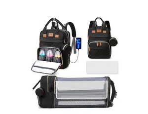 GPED Convertible Diaper Bag with Changing Station & Insulated Pockets , Black-A