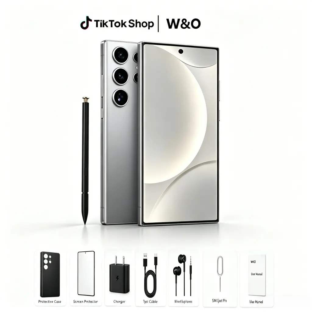 Travel Smart with W&O Android 14 Smartphone! 12GB+512GB storage + microSD expandable, 6.8" HD+ screen, 6800mAh all-day battery, 50MP camera for travel photos, built-in stylus, dual SIM for local & home lines, card navigation to explore anywhere you go