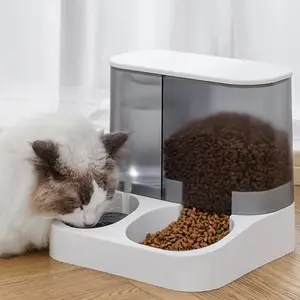 2-in-1 Automatic Pet Feeder & Waterer, Automatic Gravity Feeder - Convenient Self-Service Design for Cats and Dogs - Large Capacity Automatic Cat Food Dispenser Drinking Water Bowl Wet and Dry Separation Dog Food Container Fresh Food and Water Supply