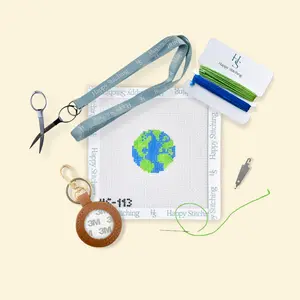 Happy Stitching - Home Sweet Home Needlepoint Key Fob Kit - All-In-One Self Finishing Needlepoint Kit