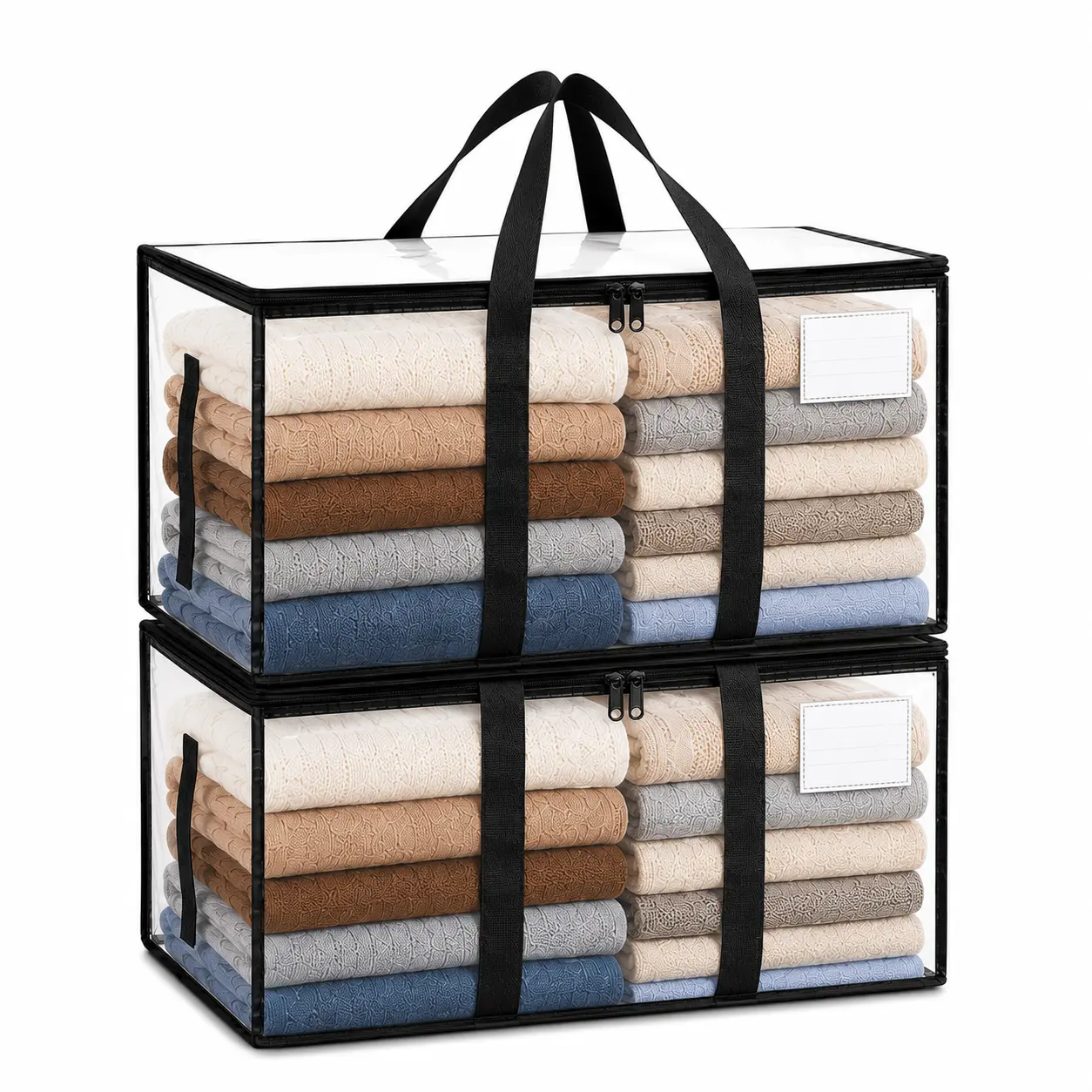 2Pack Extra Large Heavy Duty Moving Bags, Clear Storage Bins with Lids, Reinforced Handles & Heavy-Duty Zippers Moving Boxes Storage Bags Totes for Clothes Packing, Dorms, College Supplies, Clear organizer sturdy