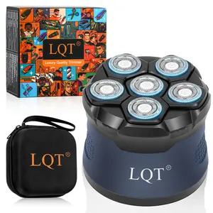 LQT 6 Floating Heads Electric Head Shaver for Men, USB Recharge Cordless Bald Head Rotary Shaver with Portable Storage Case & Gift Box