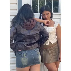 TOXIC ELENA Faux Leather Double-Layered Motorcycle Jacket with Removable Hoodies