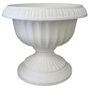Bloem 256833 18 in. Grecian Plastic Urn Casper White