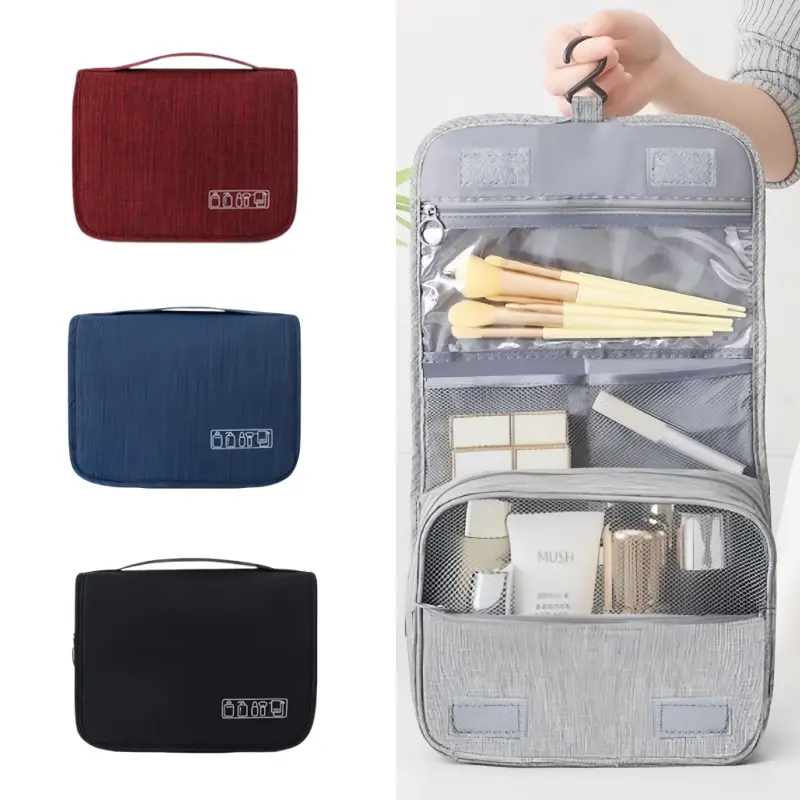 Large Capacity Travel Toiletry Bag, Portable Hanging Waterproof Zipper Cosmetic Wash Pouch, Multifunctional Storage Bag for Home, Bathroom, Dormitory, Office & Travel-MM1