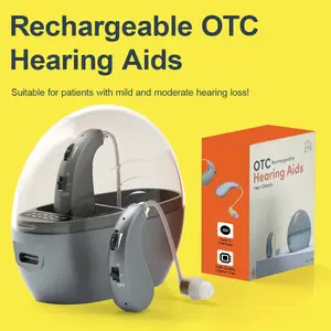 1Pair Charging bin with digital display OTC Hearing Aids for Adults - In-ear earhook SoundAmplification, Rechargeable, No Prescription