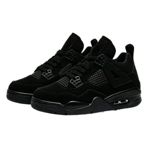 Classic Black Retro Basketball Sneakers - Air Cushion Support Suede Shoes, Casual High Top Streetwear Sneakers Perfect for Sports, Daily & Fashion