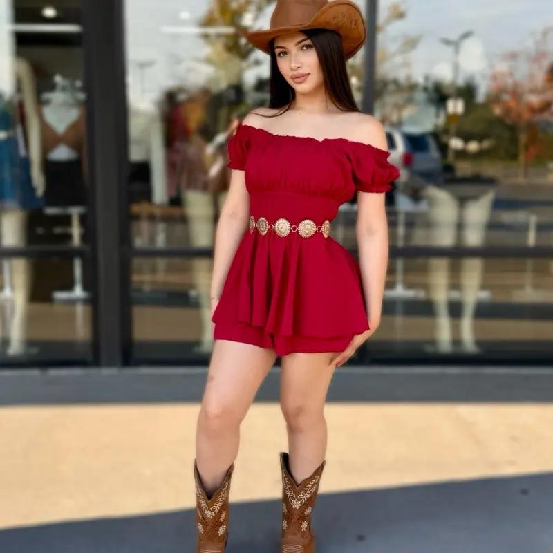 Off Shoulder Ruffle Romper