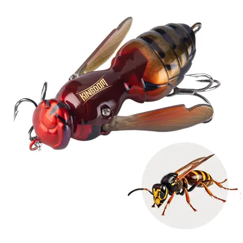 Kingdom Hornet-Shape Topwater Artificial Fishing Lure, 40mm Small Fishing Tackle, Floating Insect Mimicry Bait with Noisy Splash Action for Freshwater Bass, Standard/Glow & UV Kit Options