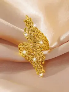 New Fashion Wheat Ear Ring, Dubai Vietnam Style Copper Jewelry, 24k Gold Plated Adjustable, Perfect Gift for Valentine's Day, Elegant Ring