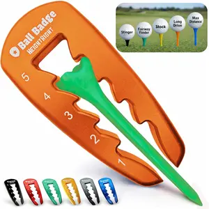 Adjustable Golf Tee Height Tool 5-Level Precision Universal Fit for Wooden & Plastic Tees, Consistent Tee Height Setter for Drivers, Fairway Woods & Irons, Durable Aluminum Golf Swing Training Aid