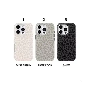 Neutral Gray and Black Leopard Phone Case, Cheetah Print cover  iPhone 17 16 15 14 13 12 11