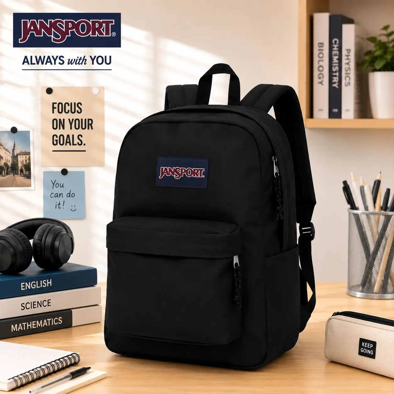 JanSport SuperBreak One Backpacks (Black, 17" x 12.5" x 6") | Durable, Lightweight Bookbag - Suitable for Students - Premium Class Accessories