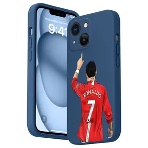 Straight Edge Football Player Pattern Man's Phone Case for iPhone 16 E 15 14 Pro Max 13 12 11 XR XS Plus Shockproof Non Slip Military-Grade Protection Silicone Cover Cellphone Protective Smartphone Casing