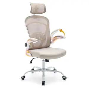 [HOT PRODUCT - FLASH SALE] Garvee Ergonomic Office Chair, 300 LBS Capacity, High Back Mesh Desk Chair with Wheels, Flip-Up Armrests, Comfortable Lumbar Support Gaming Chairs for Home Office, Bedroom, Study, Beige/Black