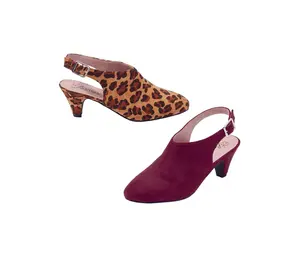 High-Vamp Closed-Toe Sueded Slingback Heels by EY Boutique