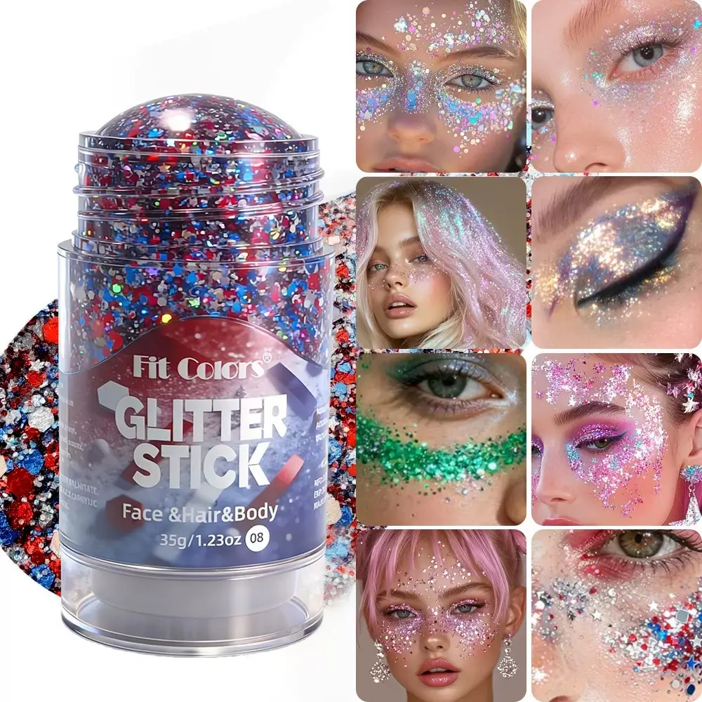 Multi-Use Glitter Stick for Face, Hair & Body - Chunky Holographic Sequins, Long-Lasting Shimmer for Festival, Rave & Party Glitter Sparkle Makeup
